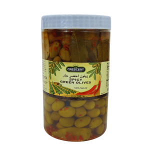 OV05E – Crescent Green Olives Spicy 9 x 1 kg.