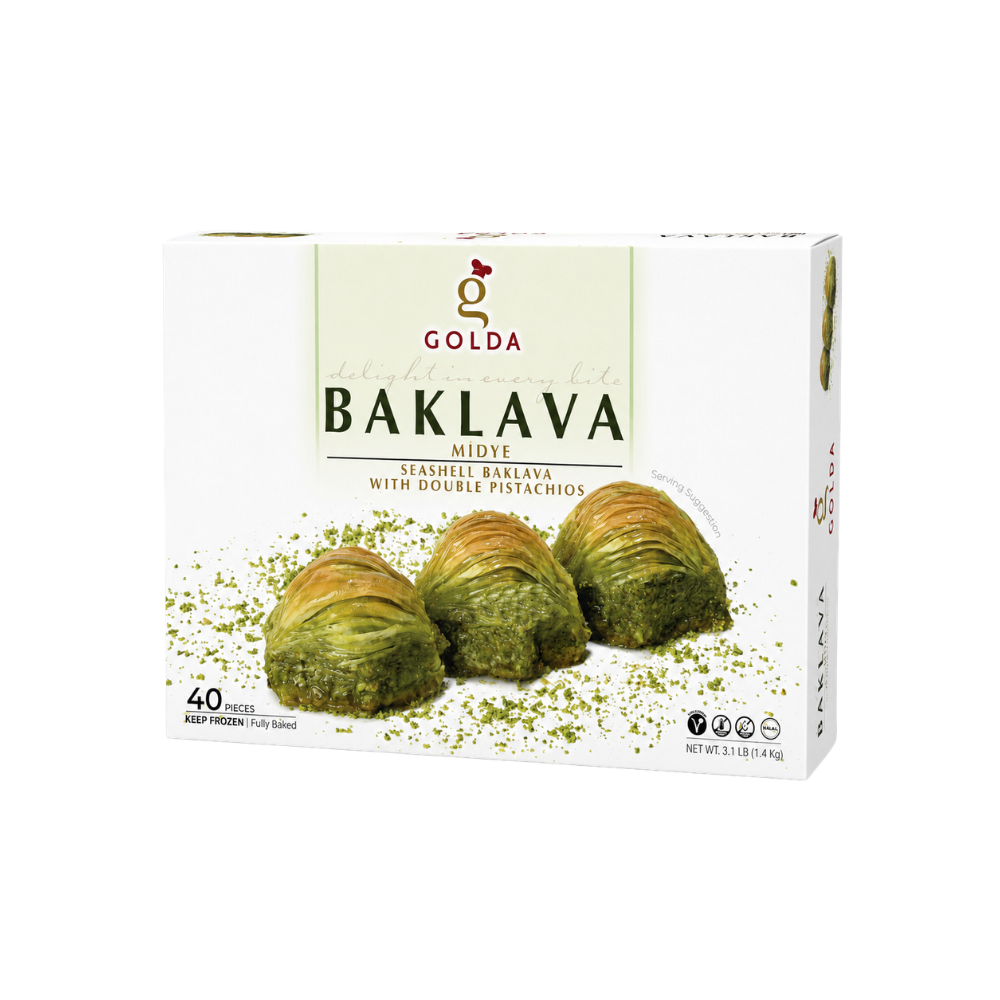 BK1108 - Golda Seashell Midye Double Pistachio Baklava 12 x 350 g.