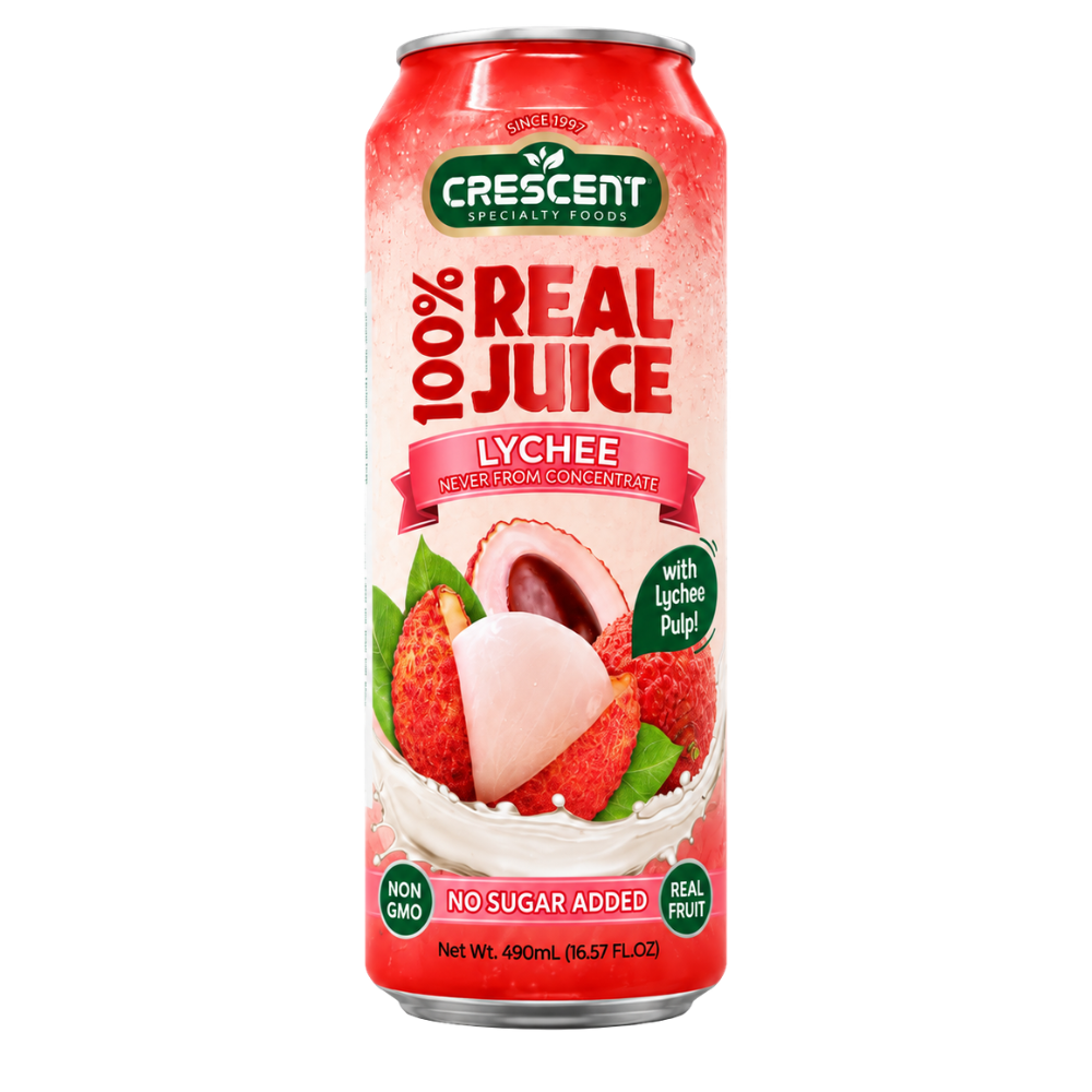 DK0207 - Crescent 100% Real Juice Lychee With Pulp 24 x 16.57 Fl oz (490 ml)