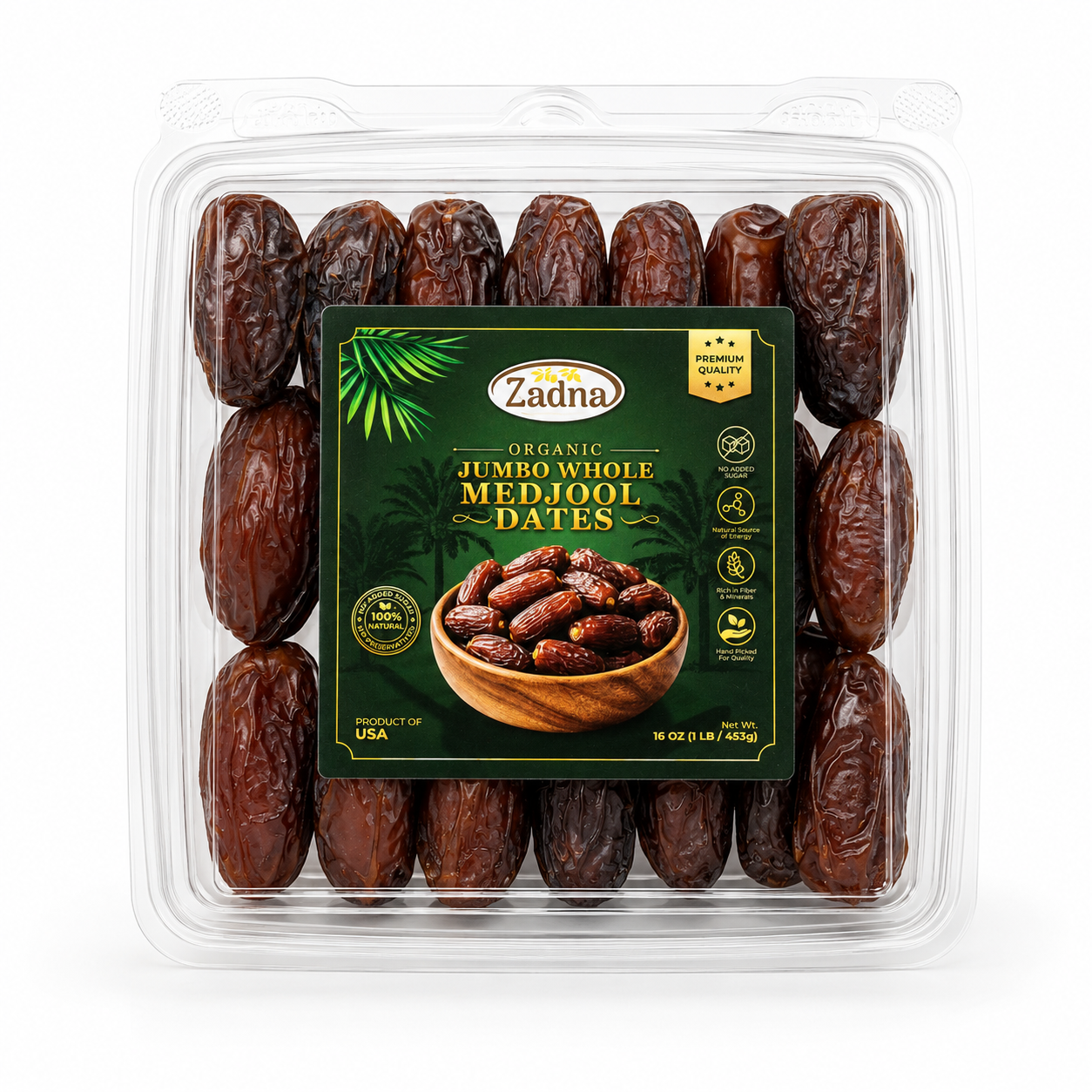 DT02E - Zadna Organic Jumbo Whole Medjool Dates 12 x 16 Oz