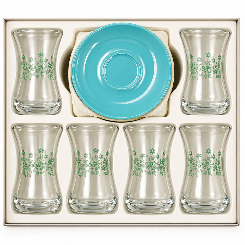 KW08 – Art Glass 101 Tea Set (Papatya) Blue 1x12Pcs