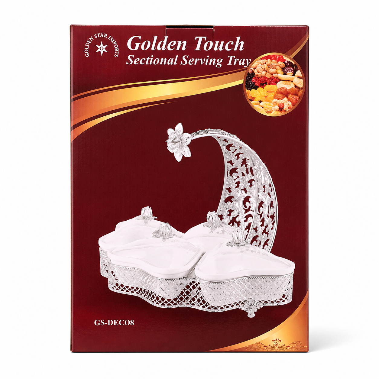 KW90CA – GS-DECO8-B Silver/Ceramic 4 Sectional/ Flower Tray