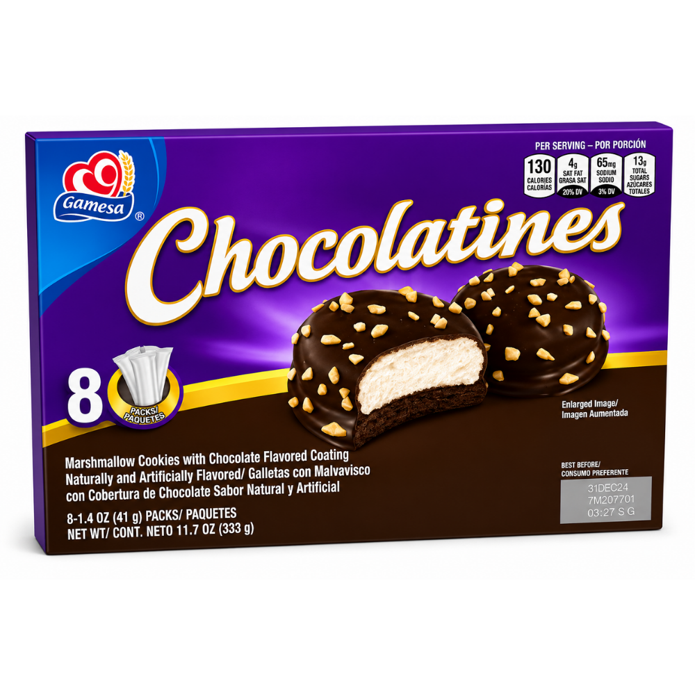 LCB01F - Gamesa Chocolatines (Marshmallow Chocolate Coating Cookies) 12 x 333 g