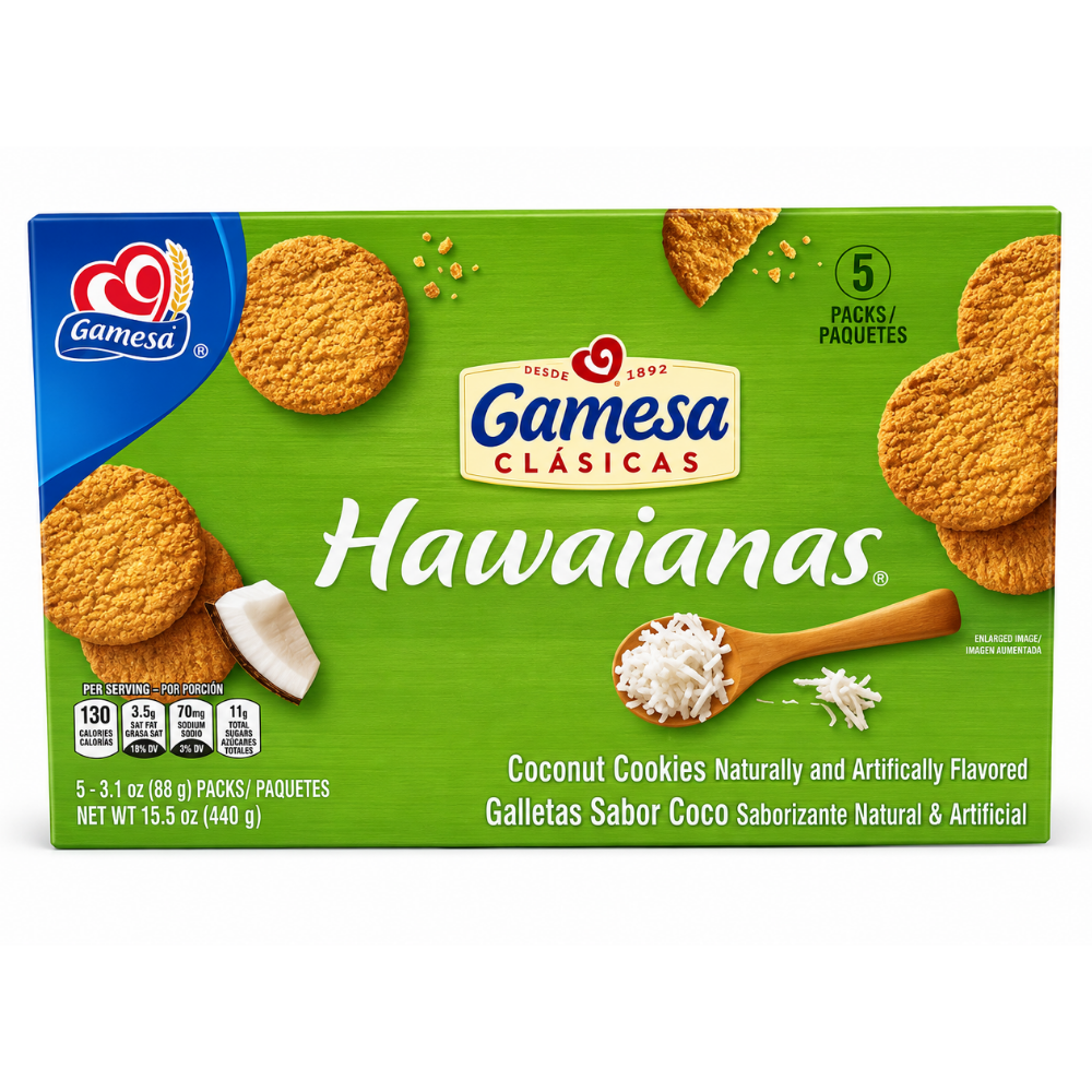 LCB01G - Gamesa Hawaianas 12 x 440 g (Coconut Cookie)