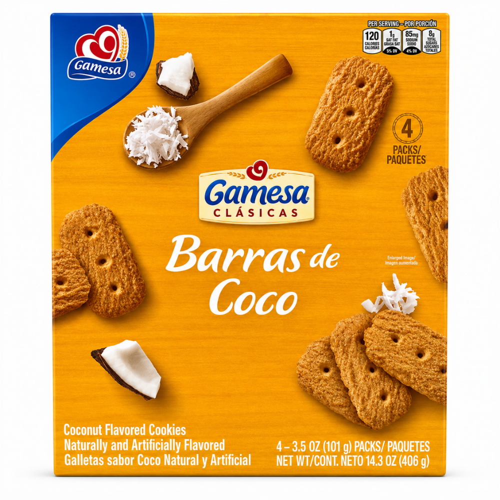 LCB06 - Gamesa Barras De ( Coco ) Coconut Cookies 12 x 406 g