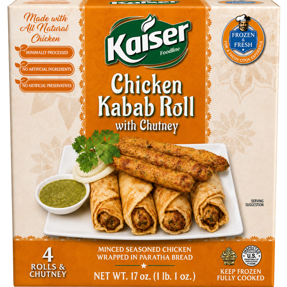 MF30M - Kaiser Chicken Kabab Roll w. Chutney 12 x 474 g