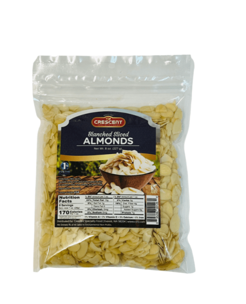 NT63D – Crescent Blanched Sliced Almonds 16 x 8 oz
