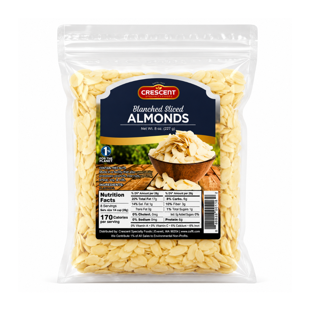 NT63D – Crescent Blanched Sliced Almonds 16 x 8 oz (226g)