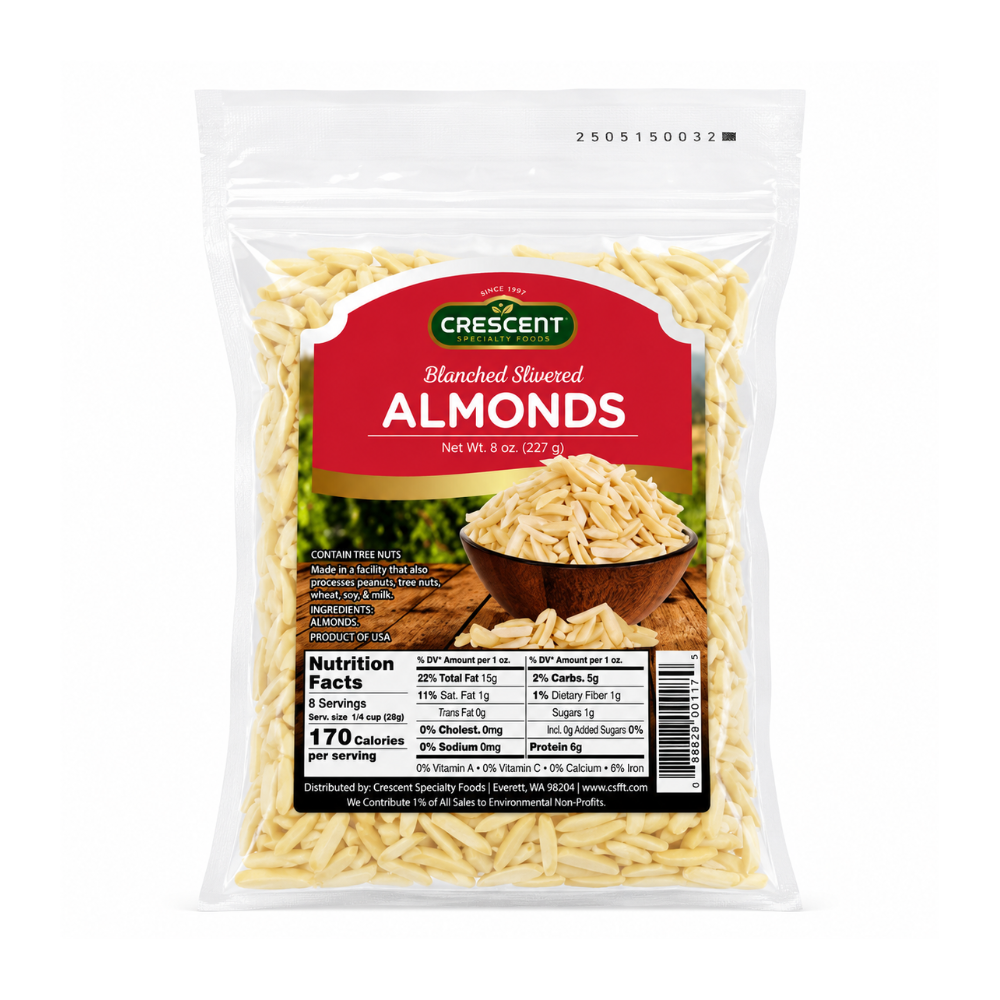 NT63E – Crescent Blanched Slivered Almond 16 x 8 oz (226g)