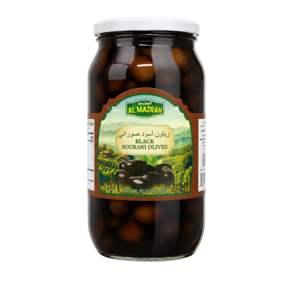 OV0506 - AL Mazrah Sourani Black Olives 12 x 35 oz (1000g)