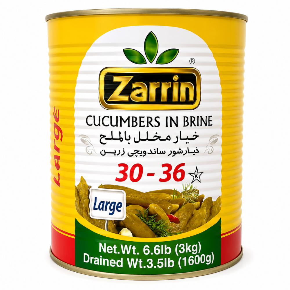 PK30G – Zarrin Cucumber in Brine (30-36) 6 x 3000 g tins
