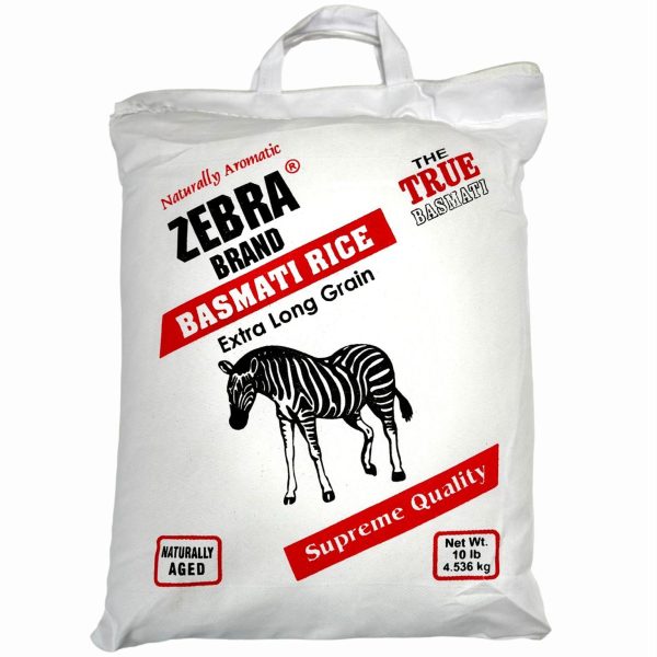 R04C - Zebra XXL Sela Basmati Rice 4x10lb White Bags