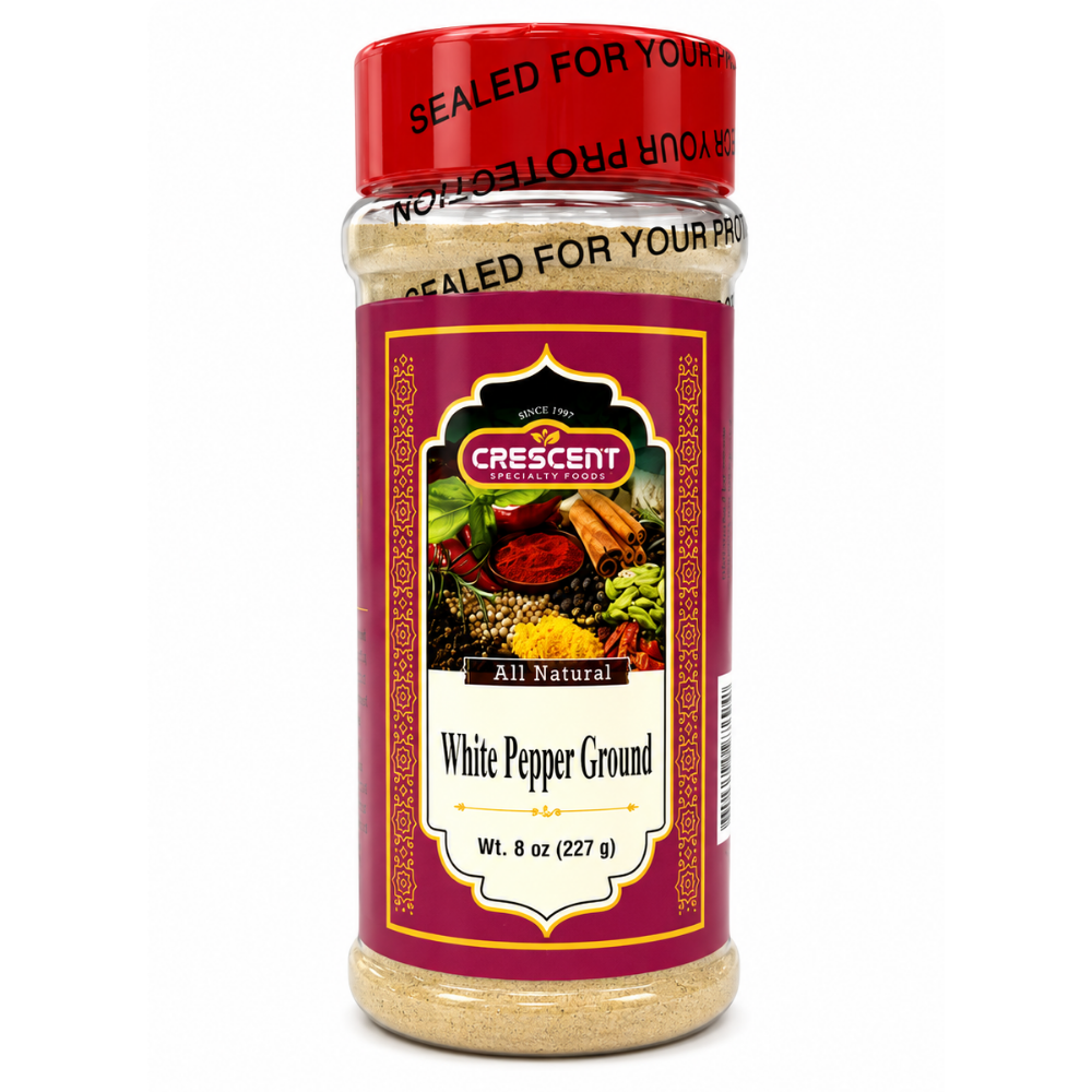 SP13J – Crescent White Ground Pepper 12 x 7.5 oz. Jars.