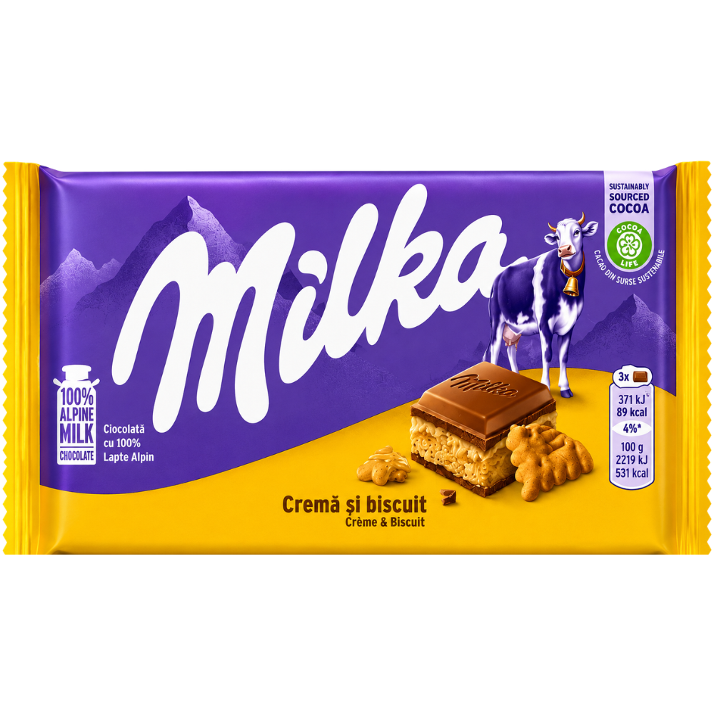 SW0802 – Milka Cream & Biscuit Bars 18 x100 gr