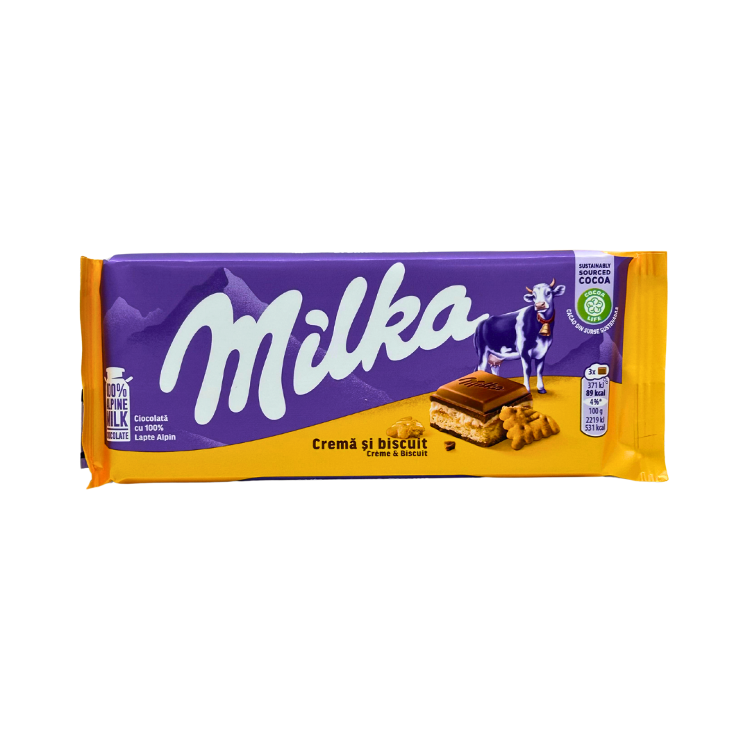 SW0802 – Milka Cream & Biscuit Bars 18 x100 gr