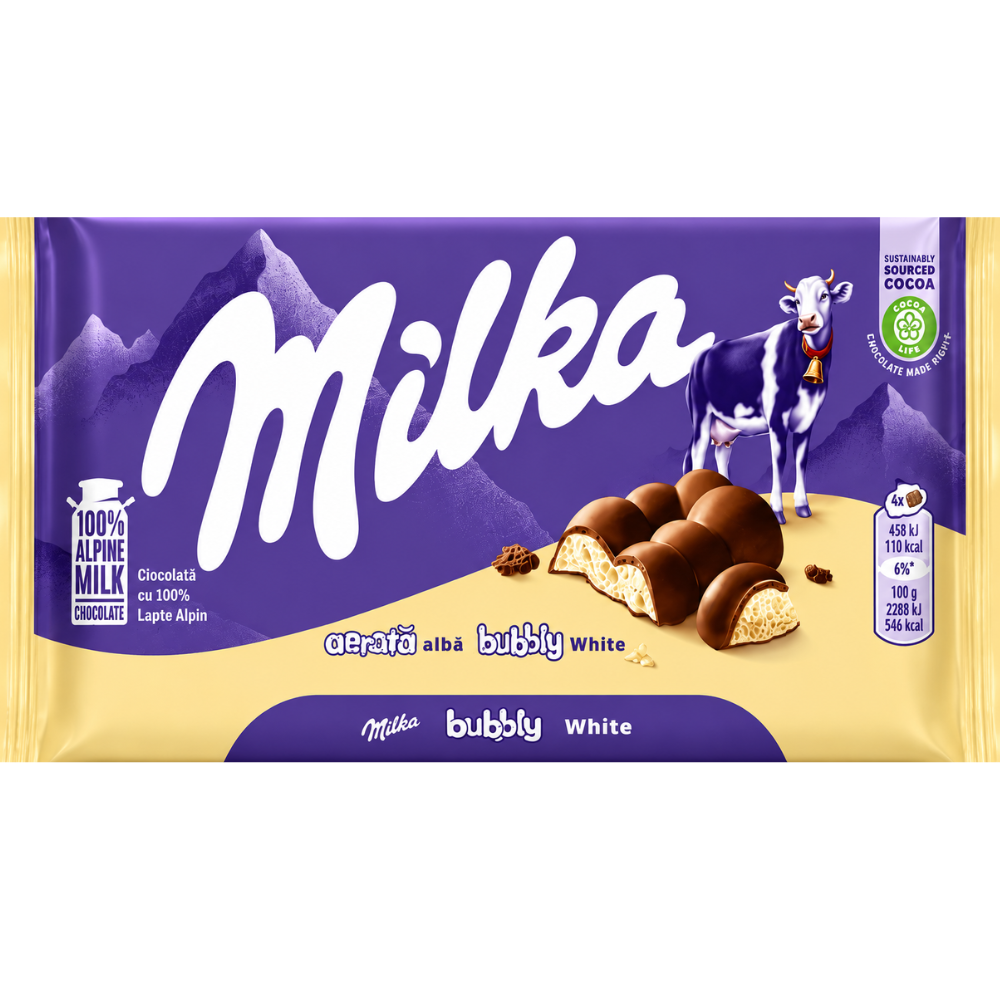 SW08Y - Milka Bubbly White Bars 15 x 95g