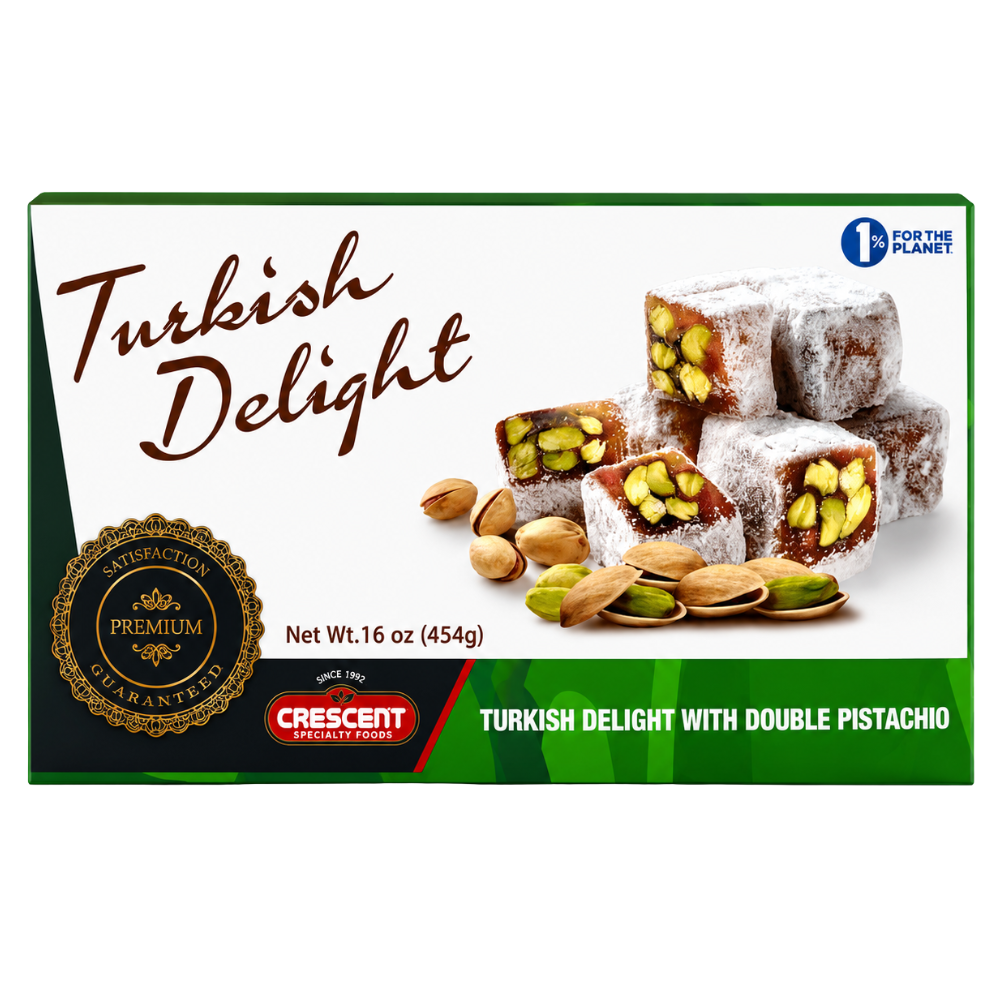 TD01B – Crescent Double Pistachio Turkish Delight 12 x 16 oz (454g).