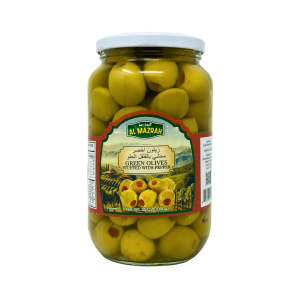 OV0801 – AL Mazrah Green Olives Stuffed With Peppers 12 x 35 oz