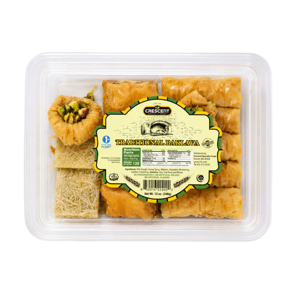 BK0120 – Crescent Baklava Mixed Traditional 10x12oz