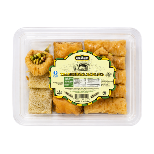 BK0120 – Crescent Baklava Mixed Medium Traditional 10 x 12 oz (340g)