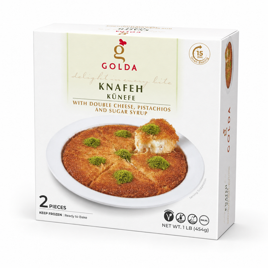 BK1110 – Golda Knafeh With Double Cheese, Pistachios And Sugar Syrup 24 x 16 oz (454g)