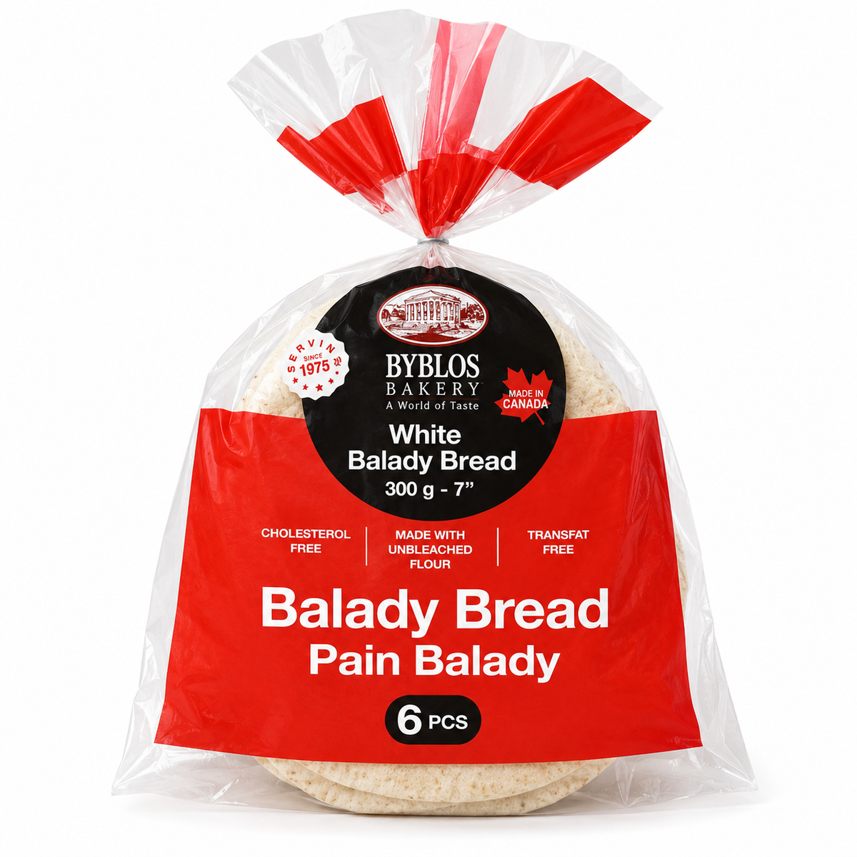 BY02C – Balady 7" White Pita Bread  24 x 10.5 oz (300g)
