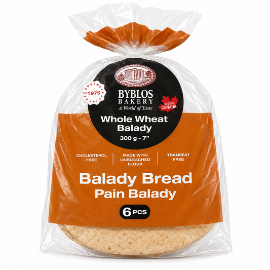 BY02D - Balady 7" Whole Wheat Pita Bread 24 x 11.6 oz (330g)
