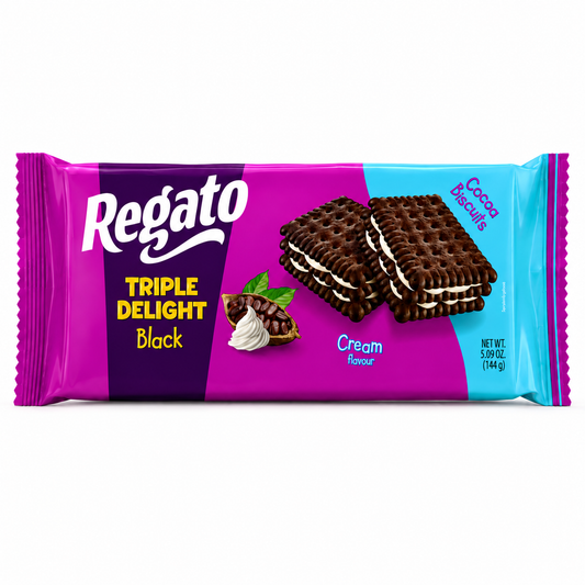CB2501 - Regato Triple Delight Black Cocoa Biscuits 18 x144 g