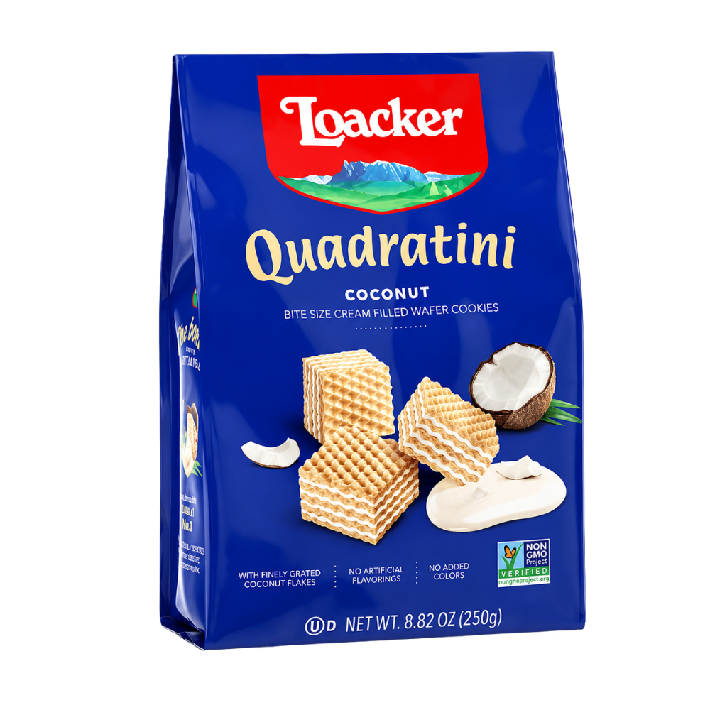 CB41H – Quadratini Coconut, creme-filled wafers 8.82oz