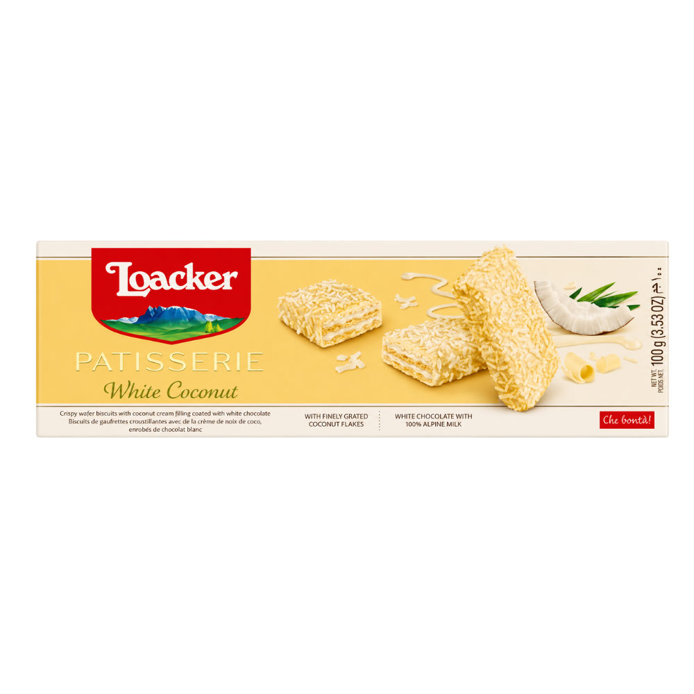 CB44E – Loacker Patisserie White Coconut 12 x 100g