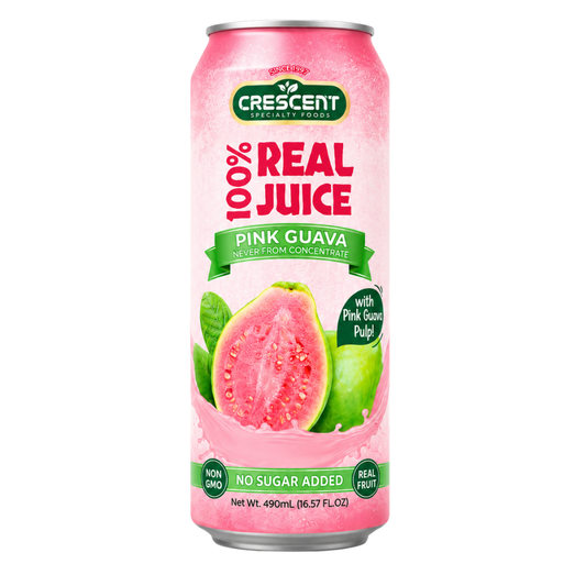 DK0205 - Crescent 100%  Real Juice Pink Guava With Pulp 24 x 16.57 Fl oz (490 ml)