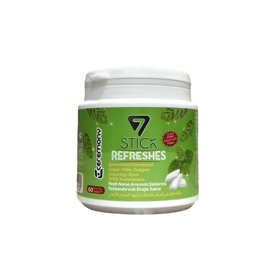 GM0710 - Jars. 7Stick Sugar Free Gum Spearmint 12 x 80g Jars.