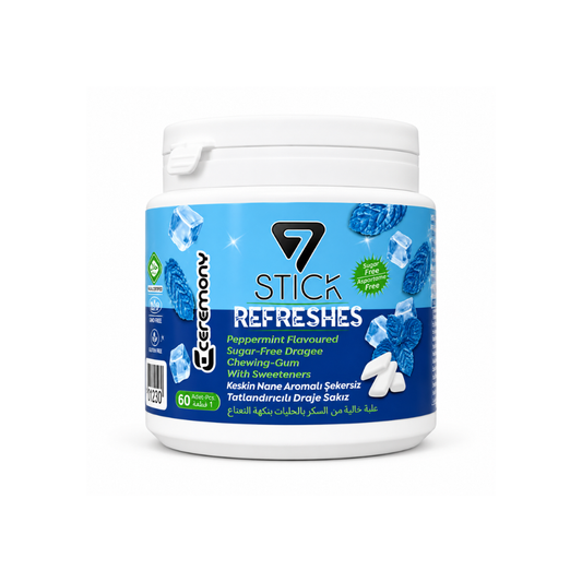 GM0711 - Jars. 7Stick Sugar Free Gum Peppermint 12 x 80g Jars.
