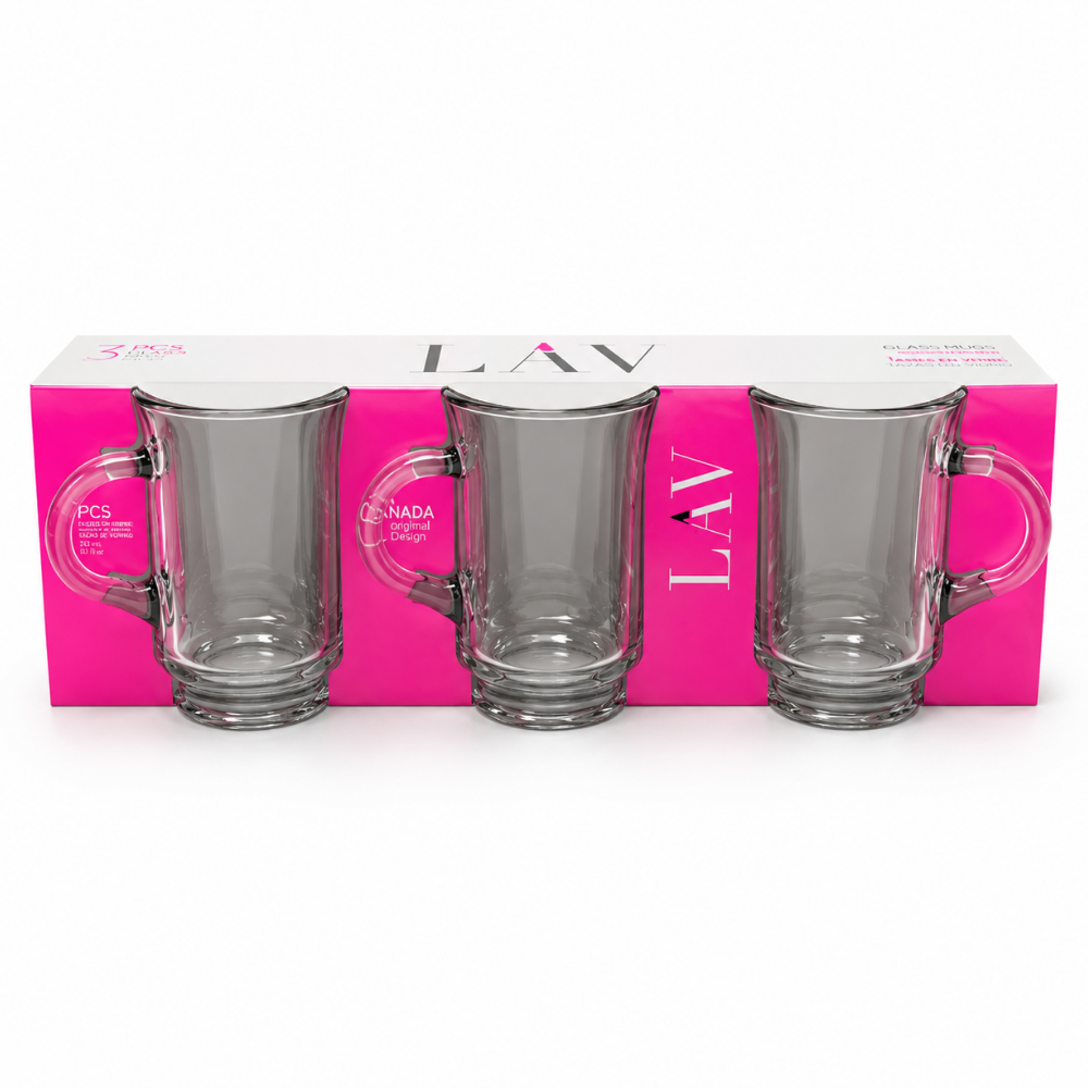 KW0801 – Lav Tea Glass Mug 3 Pcs.