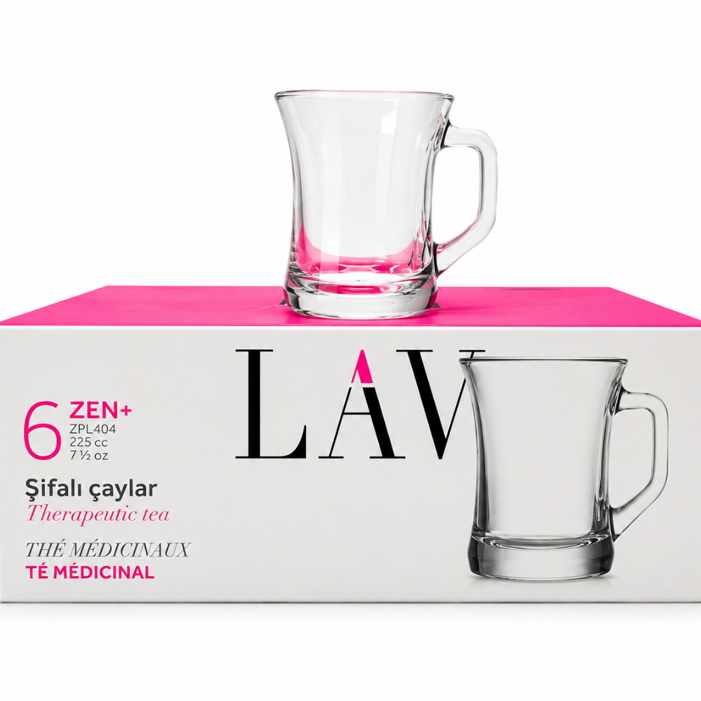 KW0802 – Lav Tea Glass Mug 6 Pcs.