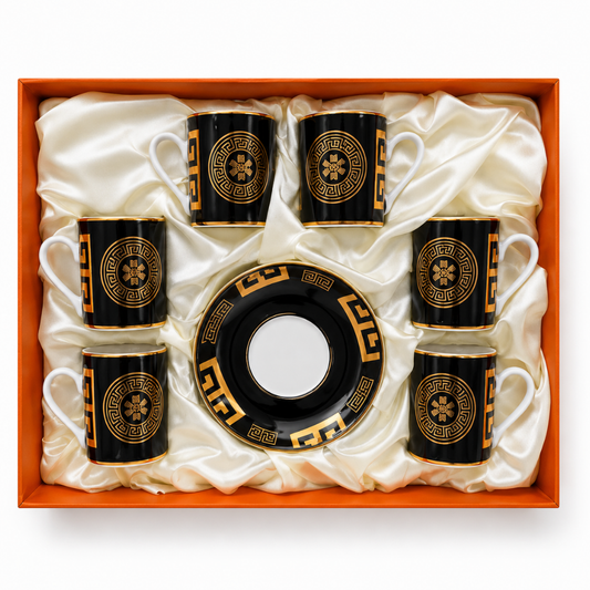 KW57B – GS-20360 Coffee & Saucer Set 12 Pcs ( Black & Gold)