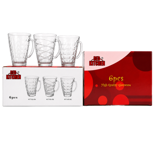 KW82C - Red Kitchen Tea Glass (Mug) 6 pcs. (KIT193-6A,B,C)