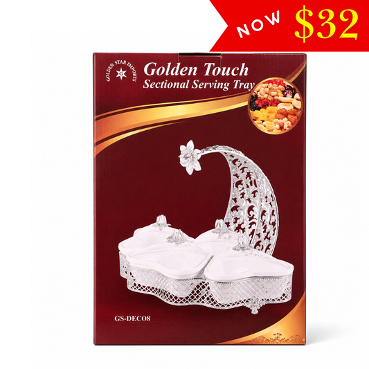 KW90CA – GS-DECO8-B Silver/Ceramic 4 Sectional/ Flower Tray