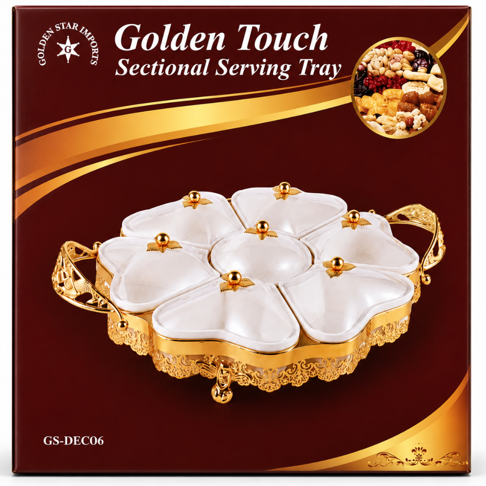 KW90CB – GS-DECO7-A Gold/Ceramic 4 Sectional/Flower Tray