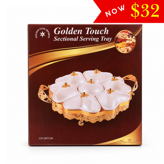 KW90CB – GS-DECO7-A Gold/Ceramic 4 Sectional/Flower Tray