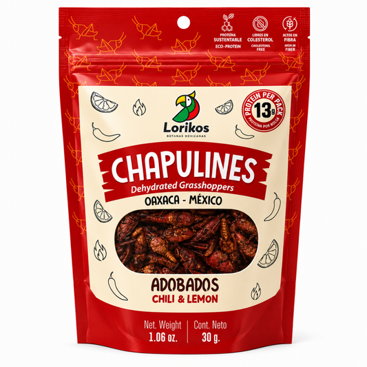 LNT0101 – Chapulines Dehydrated Grasshoppers Chili & Lemon 12 x 30 g