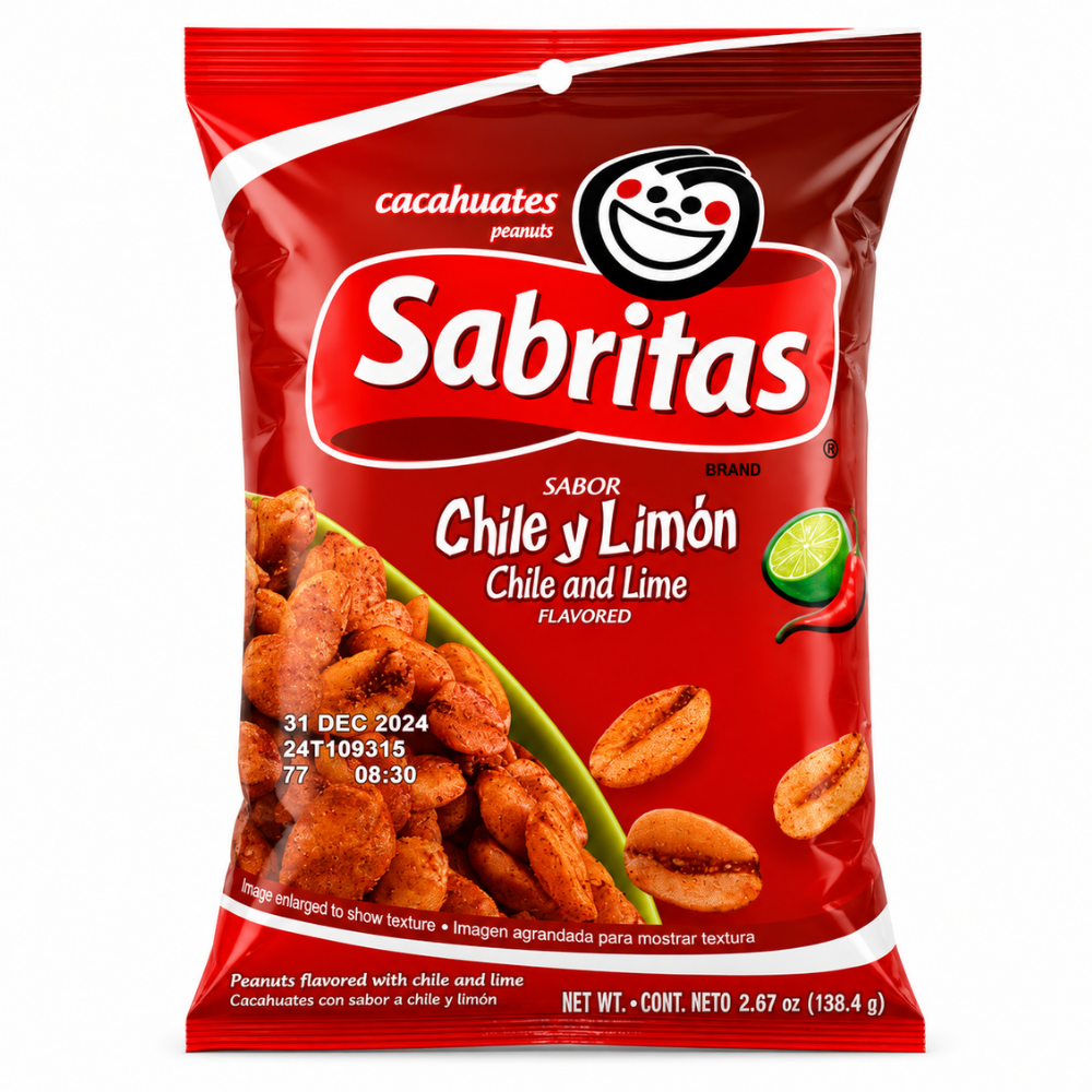 LNT01A - Cacaguates Sabritas Peants Chile Y Limos 12 x 7 oz ( Chile and Lime)
