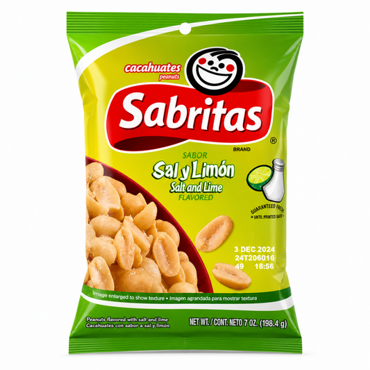 LNT01D - Cacaguates Sabritas Peanuts Sal Y Limos 12 x 7 Oz ( Salt and Lime)