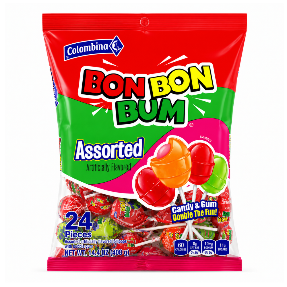 LSW0010 - Colombina BON BON BUM (Assorted) 15 x 14.4 Oz (408g)