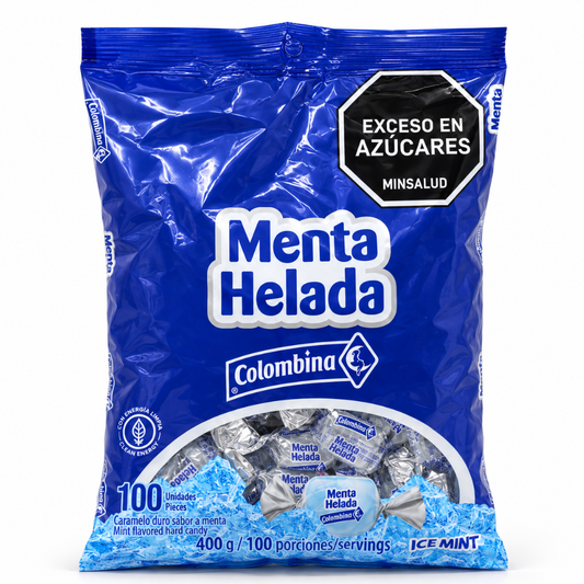 LSW210103 - Menta Helada Bolsa ( 100 UNDS)18 X 400 gr  Mint Flavored Hard Candy