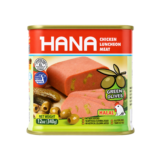 M0104 - Hana Halal Chicken Luncheon With Green Olives 24 x 12 oz (340g)