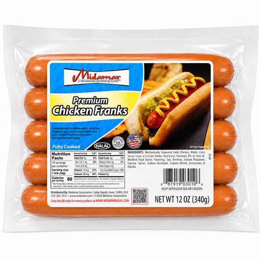 MF404 - Midamar Halal Premium Chicken Franks 12 / 12 oz