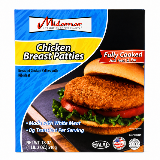 MF406 - Midamar Patties Chicken Breast Halal 12 x 18 oz