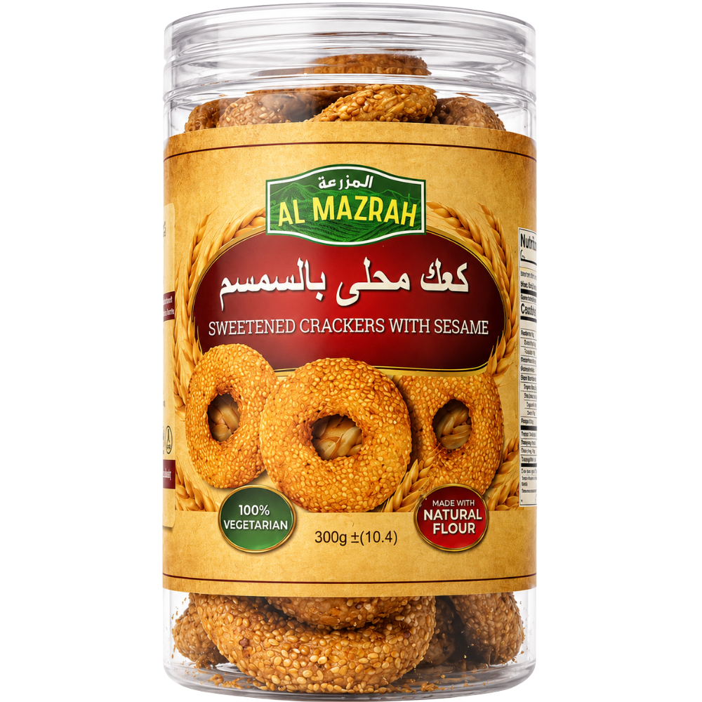 NEW - Al Mazrah Sweetened Crackers With Sesame 300g (10.4)