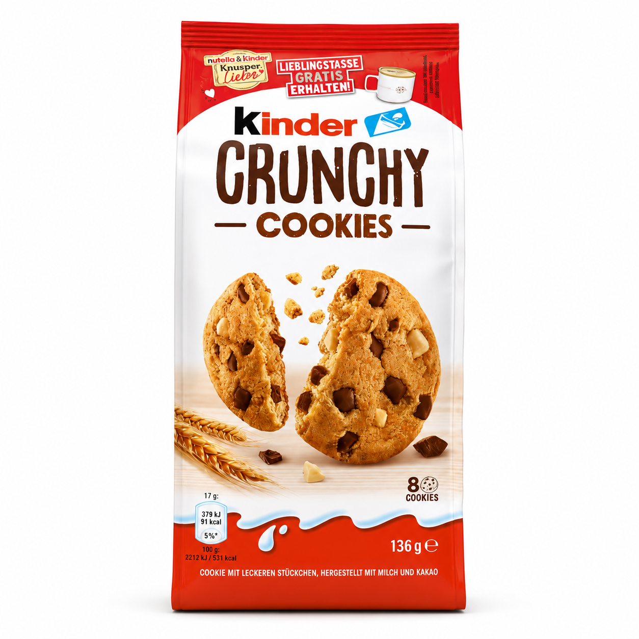 NEW - Kinder Crunchy Cookies 136 g